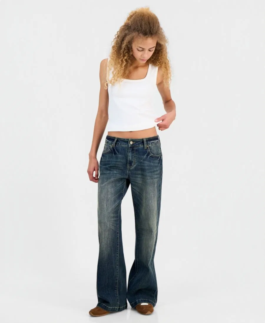 Джинсы свободного кроя с широкими штанинами Dollhouse, Dark Wash