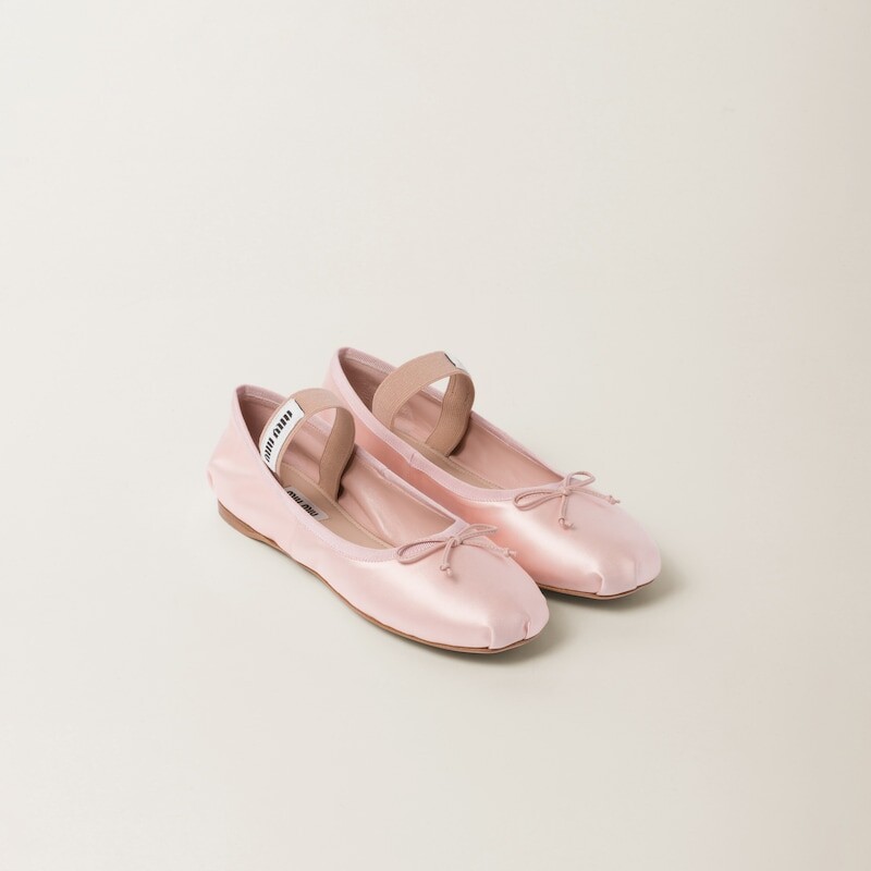 Атласные балетки Miu Miu, розовый