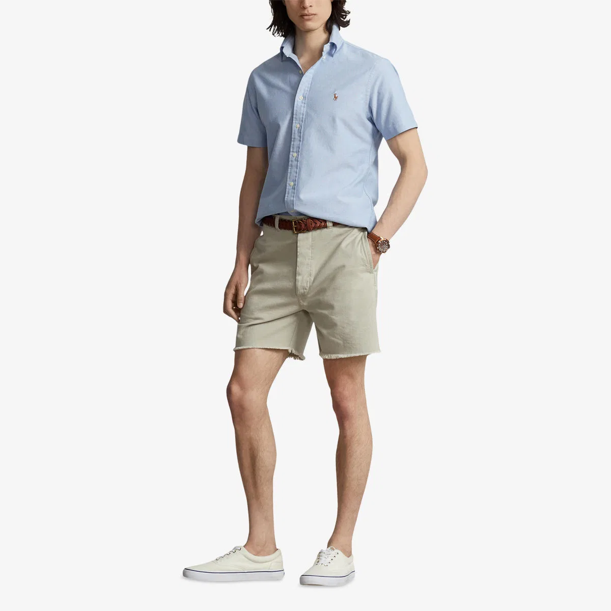 Хлопковая рубашка-оксфорд с вышитым логотипом Polo Ralph Lauren, синий — фото 2