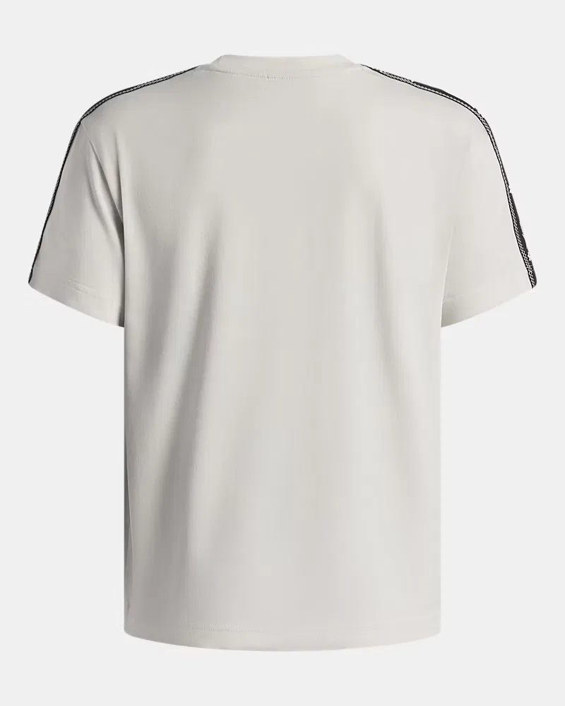 Футболка для мальчиков свободного кроя с лентой на рукавах UA Icon Taped UnderArmour, Summit White/Black — фото 2