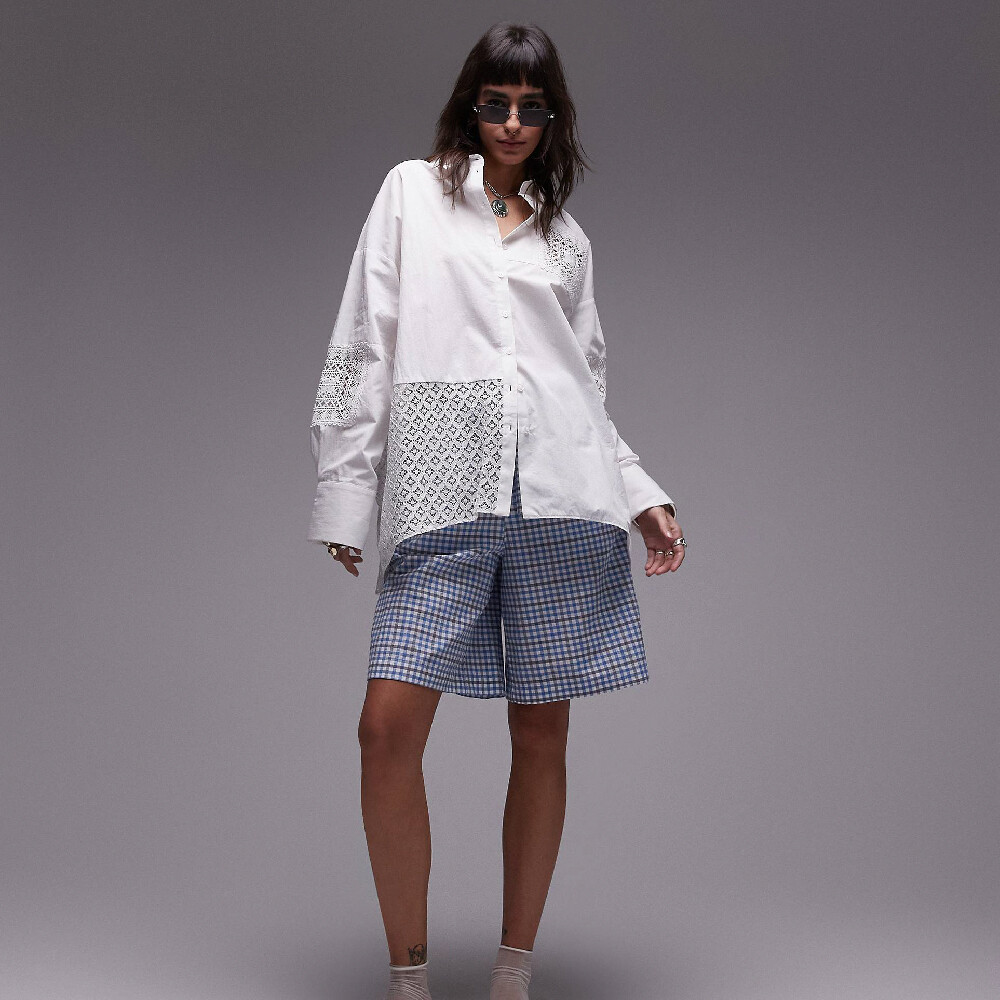 

Рубашка Topshop Patched Cutwork, белый