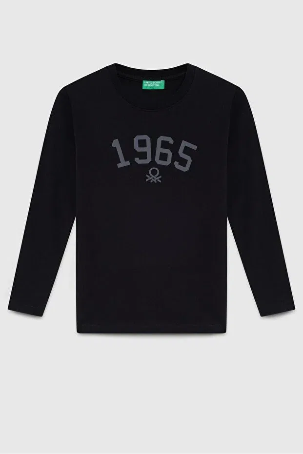 Детское для мальчиков свитшот с принтом Benetton, Black
