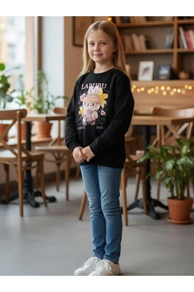 Детское для девочек свитшот с принтом Parka Zekids, Black — фото 2