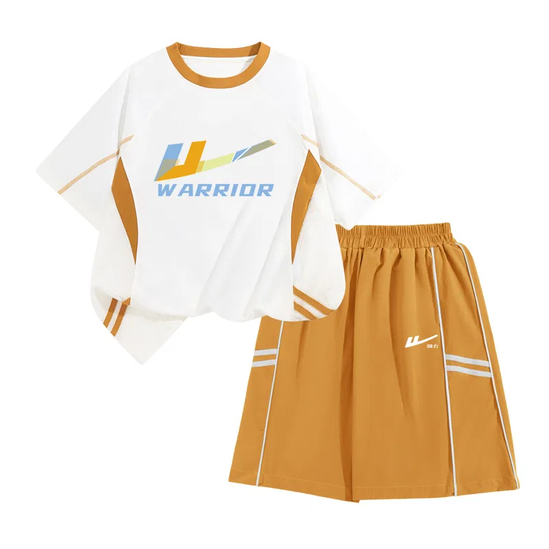 Детский спортивный комплект с круглым вырезом, Orange/H Blue Orange Label+H White Huili Small K, WARRIOR