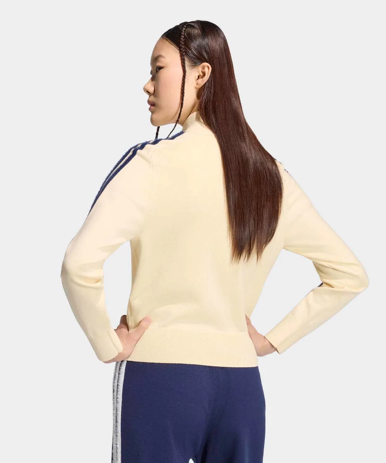 Женский джерси-топ с высоким воротником, slim fit, модель Knit Firebird Track Top Adidas, Желтый — фото 2