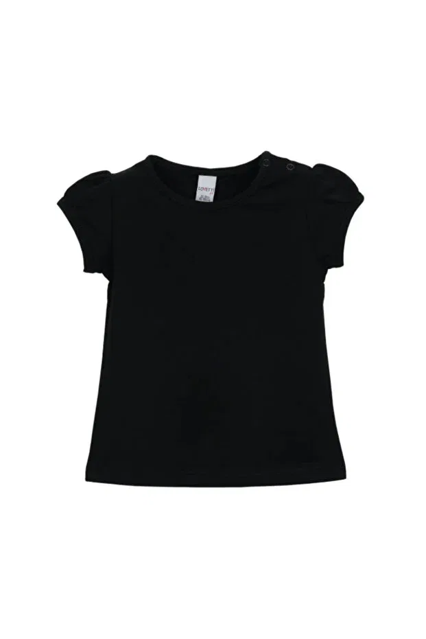 Детская футболка для девочек с коротким рукавом Lovetti, Black — фото 2