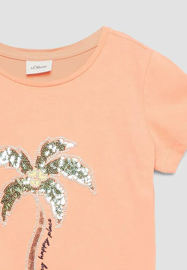 Футболка с принтом, хлопок, print t-shirt, S.Oliver, hellorange, оранжевый — фото 3