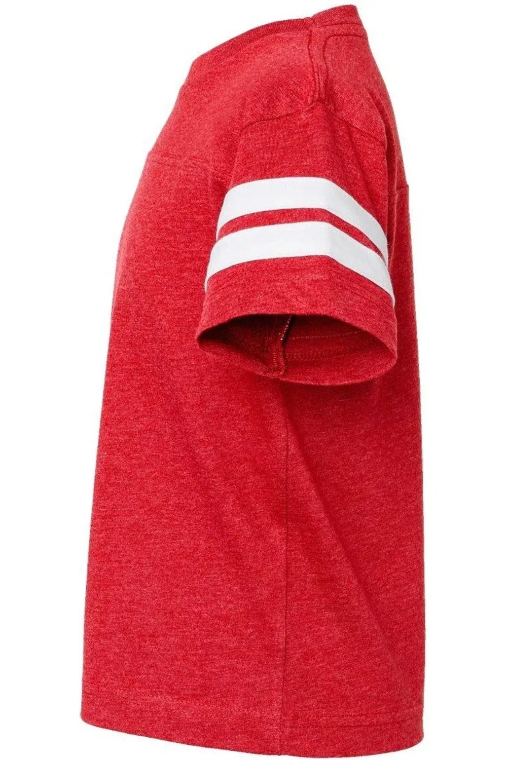 Детская футболка для мальчиков с контрастными полосами на рукавах LAT Youth Football Fine Jersey Tee, Vintage Red/ White — фото 3
