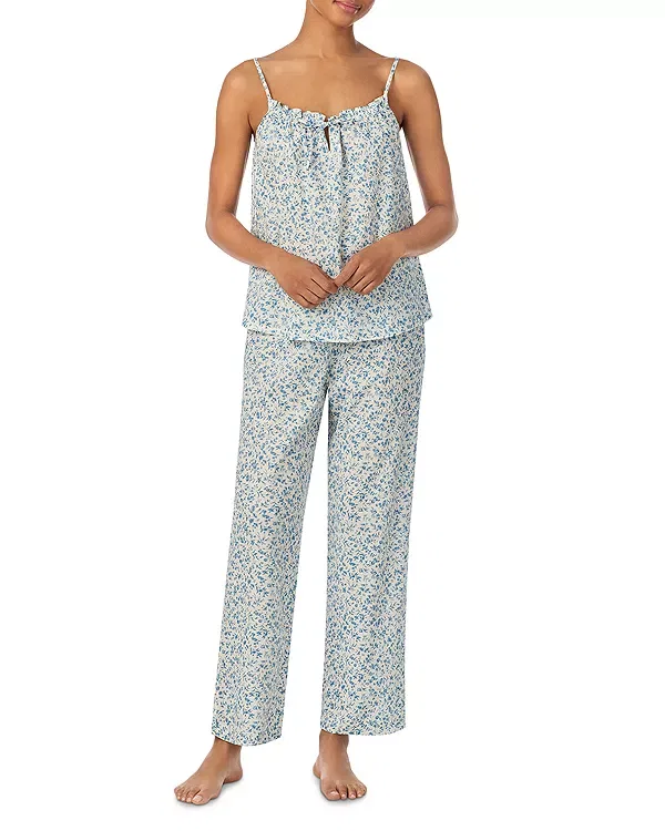 Женский комплект пижам с принтом Sleeveless fashion lawn tunnel neck ankle pant pajama set Ralph Lauren, Ivry Blue