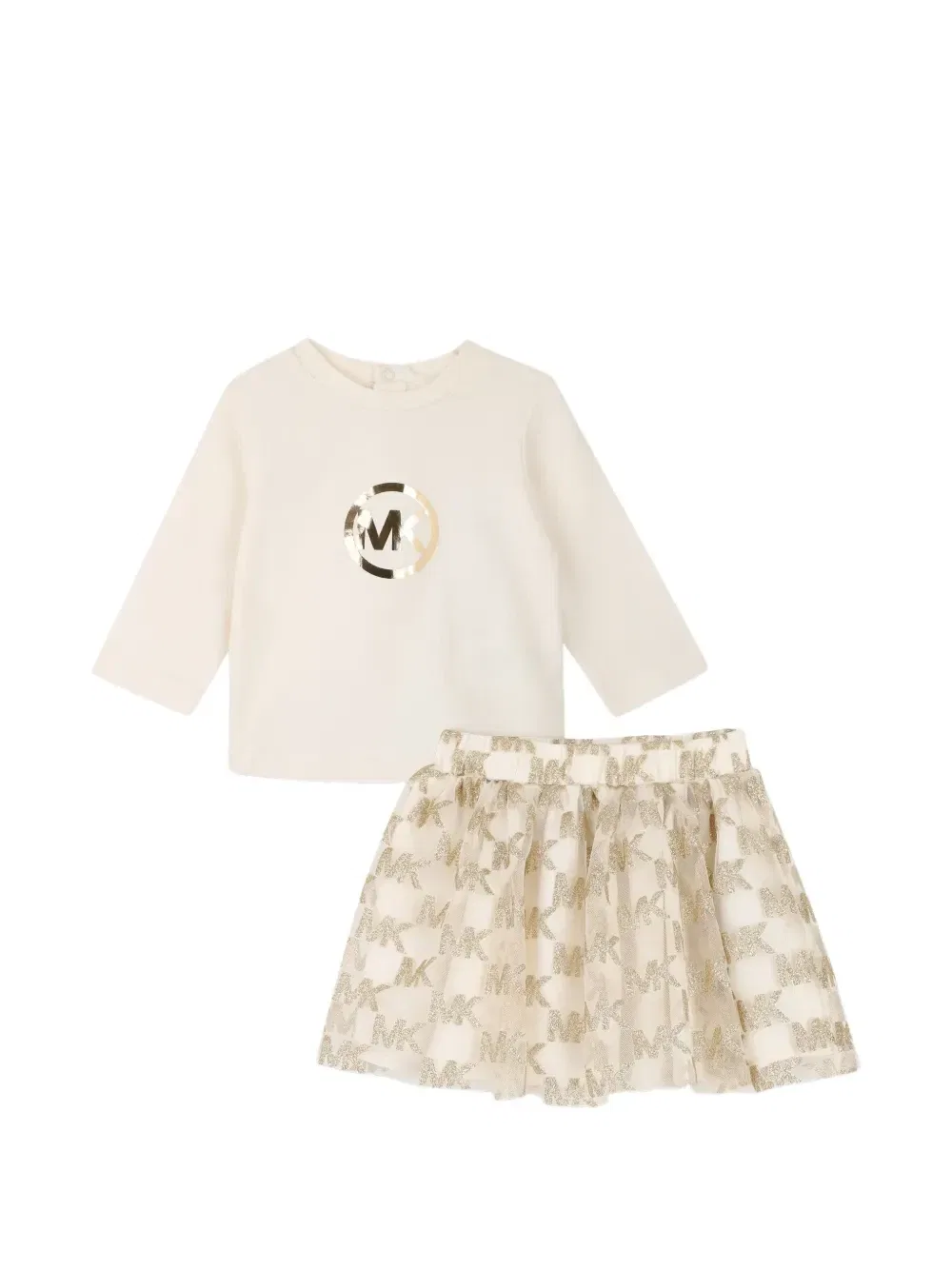 Комплект из футболки и шортов с логотипом Michael Kors Kids, бежевый
