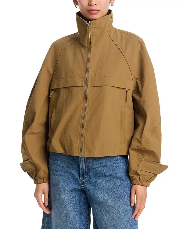 Женская куртка из нейлона с высоким воротником Acne Studios, Dark Khaki