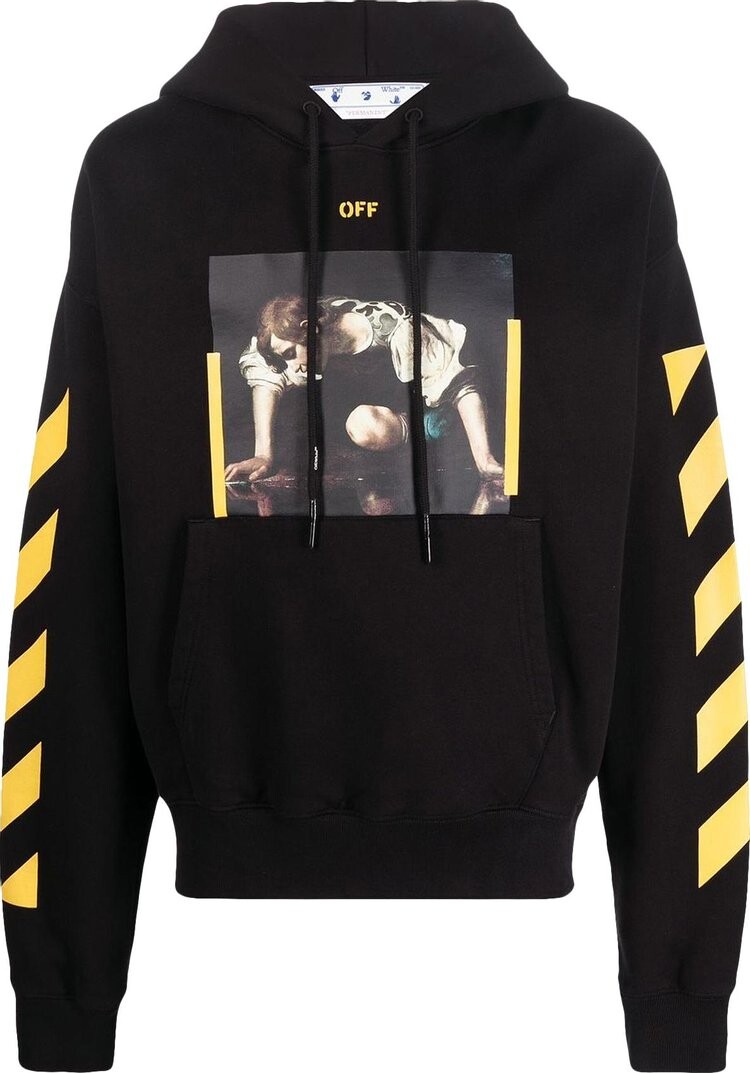 

Худи Off-White Caravaggio Print Hoodie 'Black/Yellow', черный