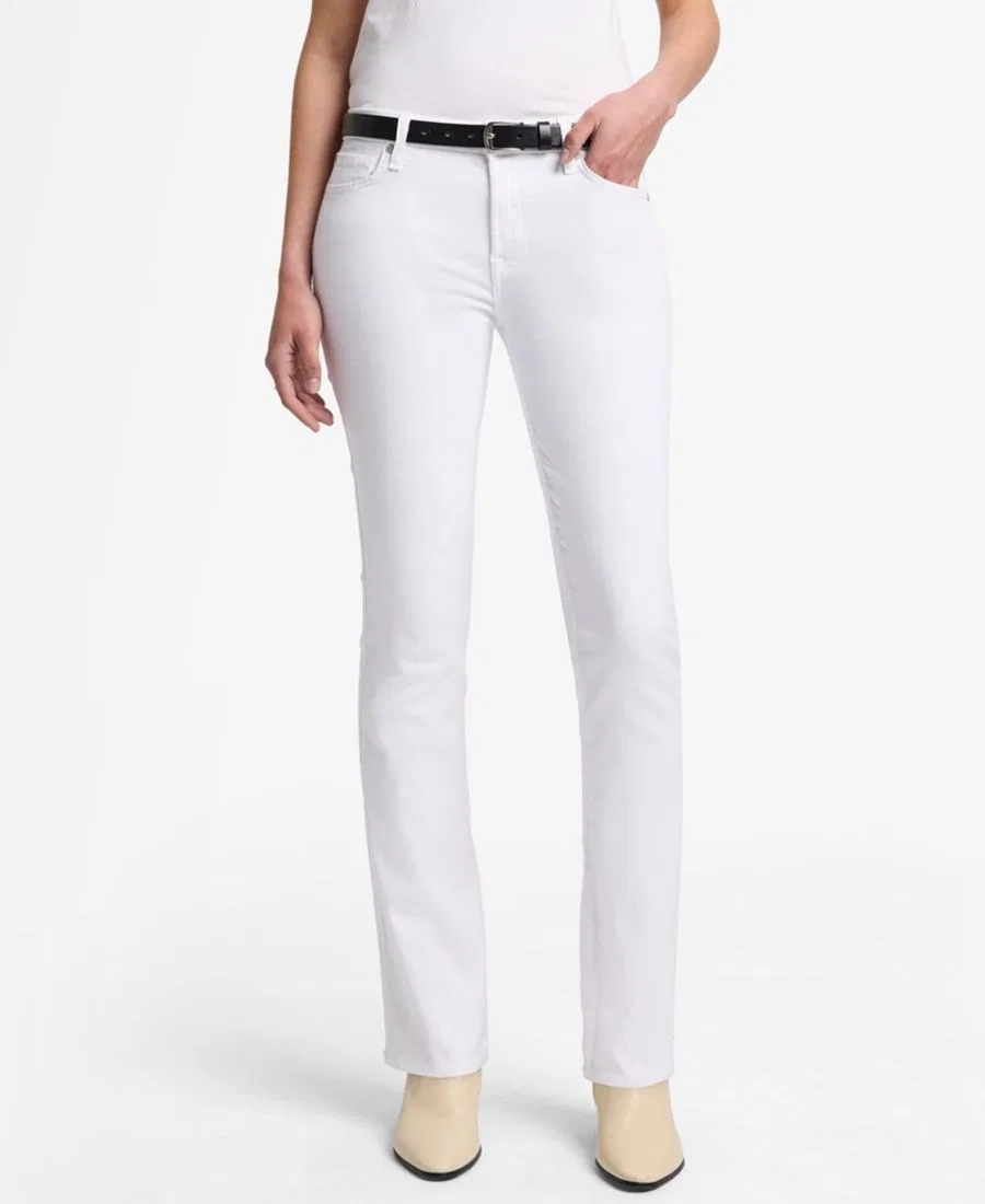 Джинсы прямого кроя с высокой посадкой Kimmie Straight-Leg Mid-Rise 7 For All Mankind, Luxe White