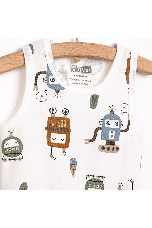 Детское боди-майка для мальчиков с принтом Hellobaby, Beige Ebebek Hello Baby — фото 3