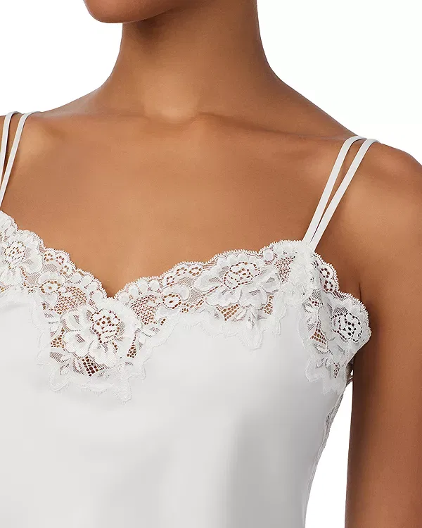 Женский комплект пижамы из сатина с кружевом Signature Satin Lace Cami Top & Ankle Pant Pajama Set Ralph Lauren, Ivory — фото 2