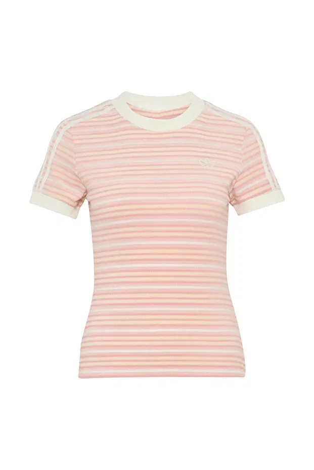 Женская футболка с принтом в полоску Adidas, Pink