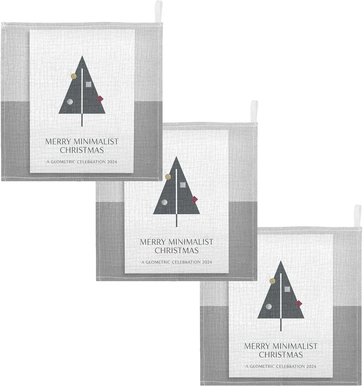 Мочалки для лица из муслина, GuoChe, 5 шт, 30x30 см, Moderner Minimalistischer Weihnachtsbaum — фото 2