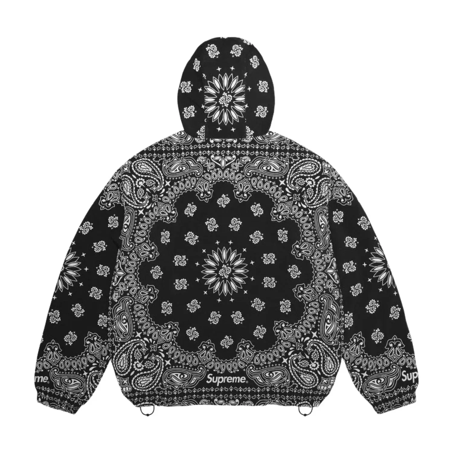 Мужское худи с принтом Supreme SS26 Reflective Bandana Anorak, черный — фото 4