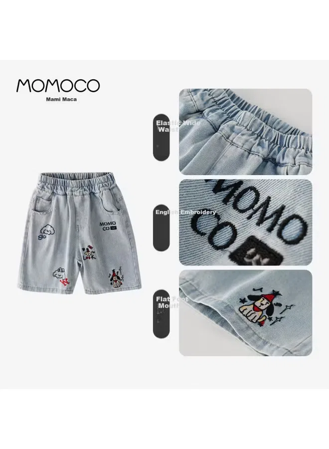 Шорты джинсовые с принтом Momoco, синий