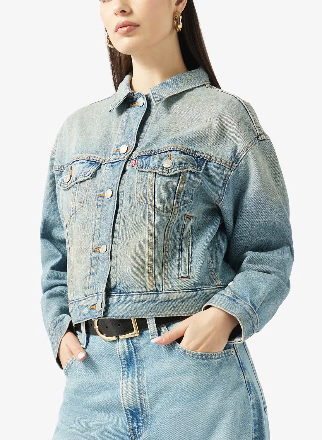 Джинсовая куртка-тракер укороченная 90S Levi'S, синий — фото 4