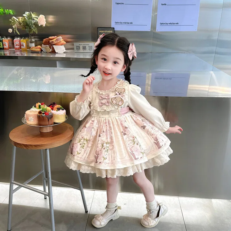 Детское платье для девочек с длинным рукавом Lanza, Long-Sleeved Skirt+Hair Clip — фото 4