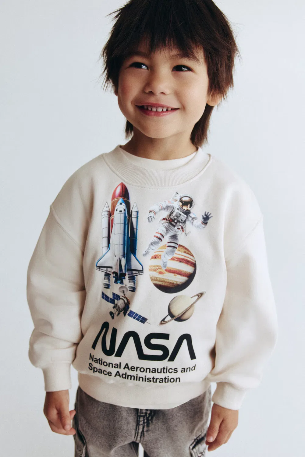 Толстовка с принтом H&M, Hellbeige/Nasa