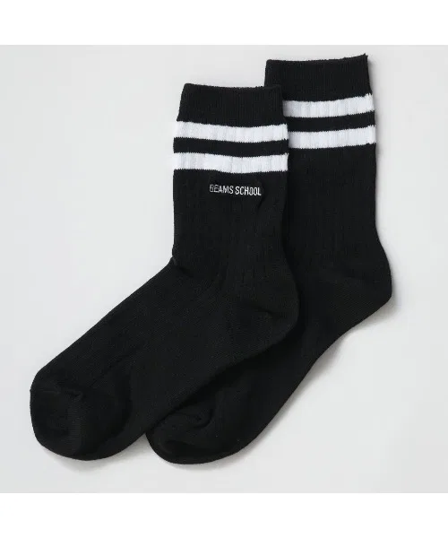 Детские носки с линиями 18 см BEAMS SCHOOL, Black