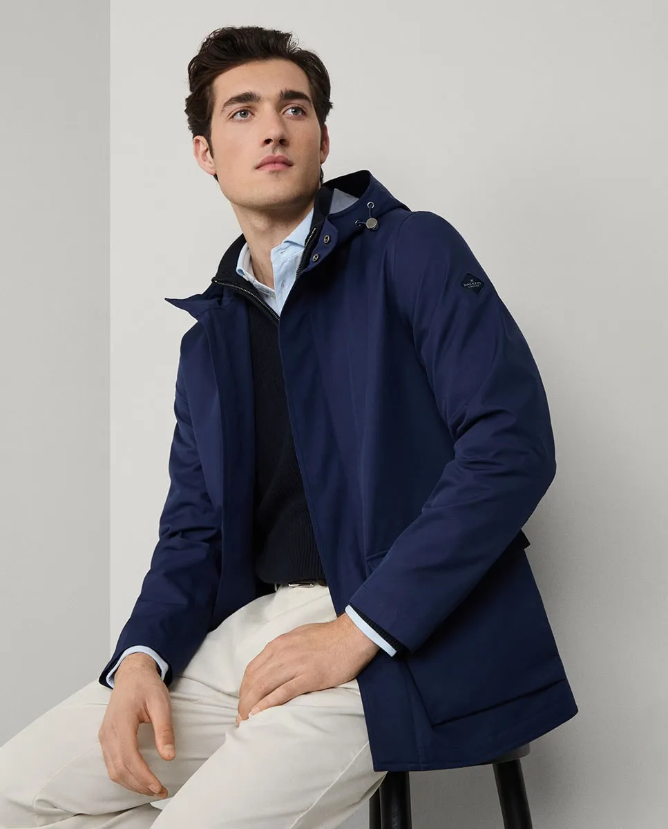 

Легкая техническая мужская парка с капюшоном больших размеров Hackett, синий