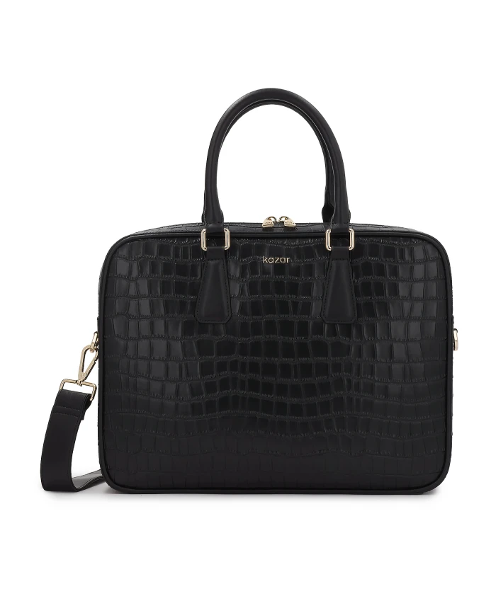 

Элегантная сумка для ноутбука из тисненой кожи. Kazar, черный