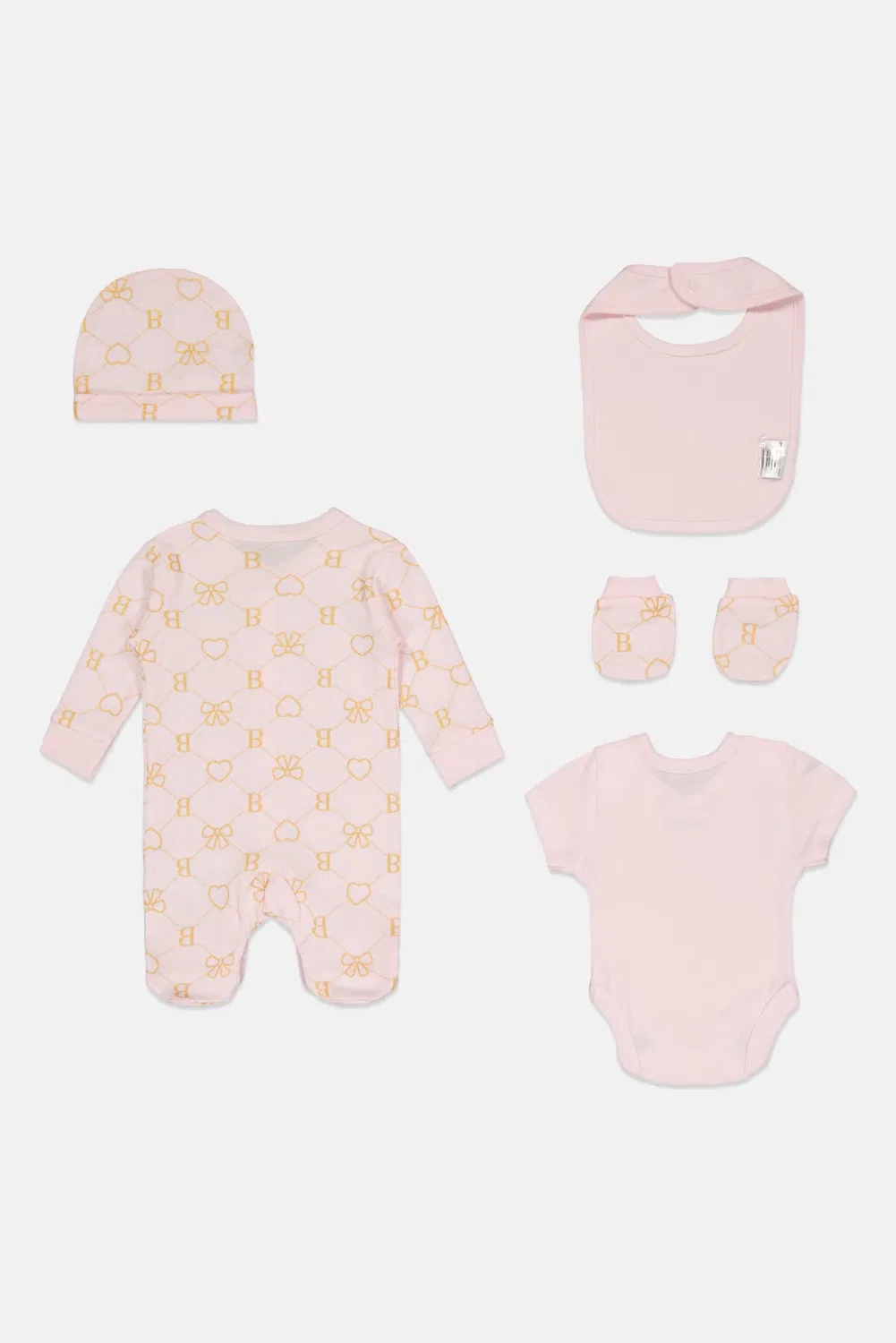 Боди-комбинезон детский с принтом комплект из 5 предметов Rock-A-Bye Baby Boutique, розовый — фото 2