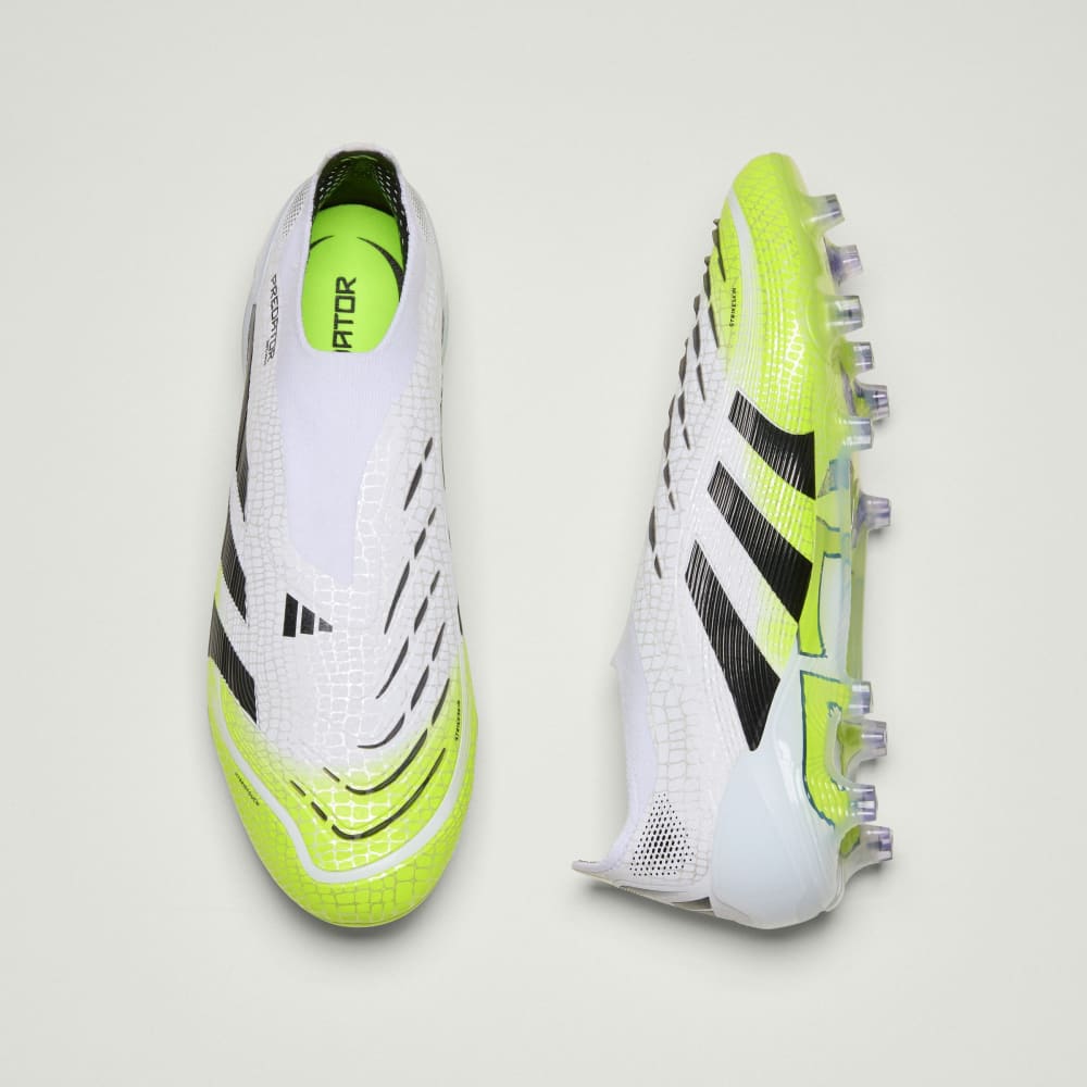 Бутсы Adidas Predator Elite Laceless Firm Ground Cleats, цвет Cloud White/Core Black/Lucid Lemon — фото 4