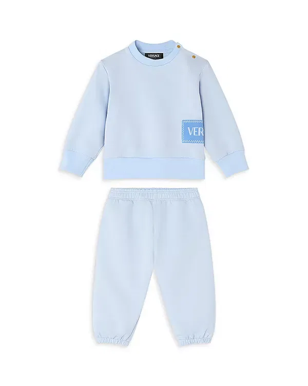 Детский комплект из футера с принтом Versace, Newborn Blue