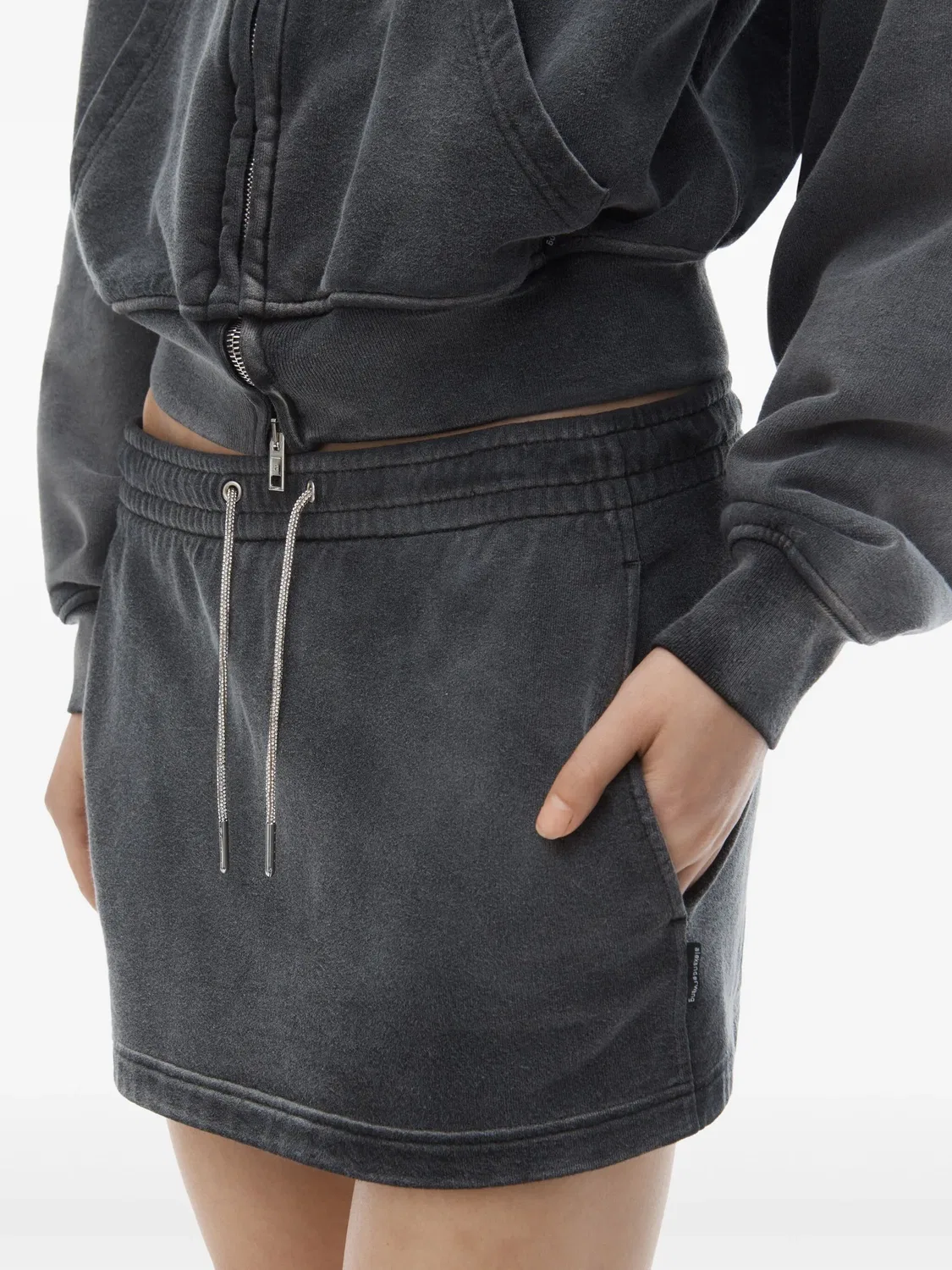 Мини-юбка с кулиской Alexander Wang, серый — фото 3