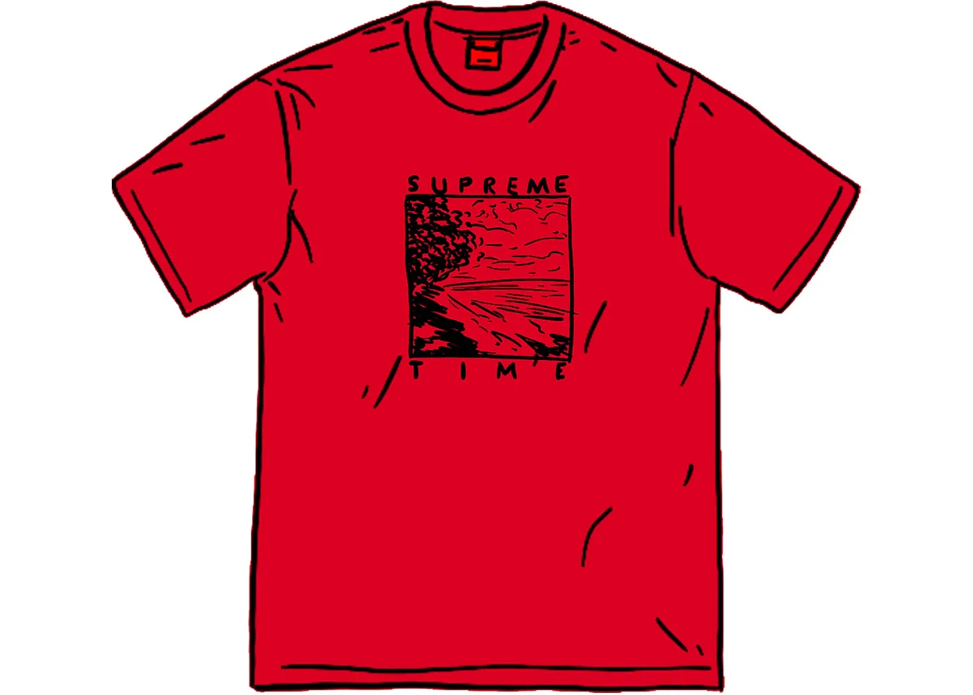 Мужская футболка с принтом Supreme Time Tee Supreme, Red