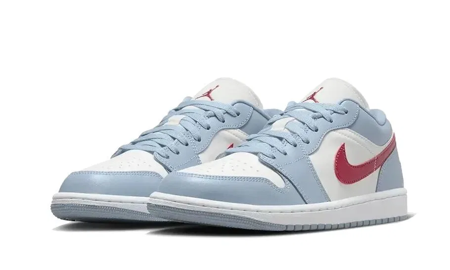 Детские кроссовки с принтом Air Jordan 1 Low Jordan, Sail Dune Red Blue Grey White — фото 2