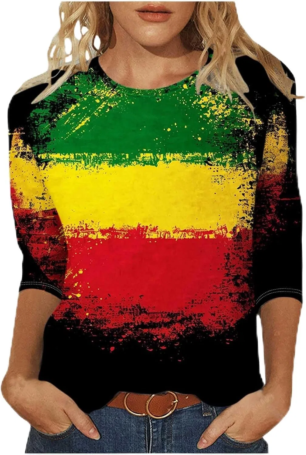 Женская футболка с длинным рукавом 3/4 Black History, Multicolor