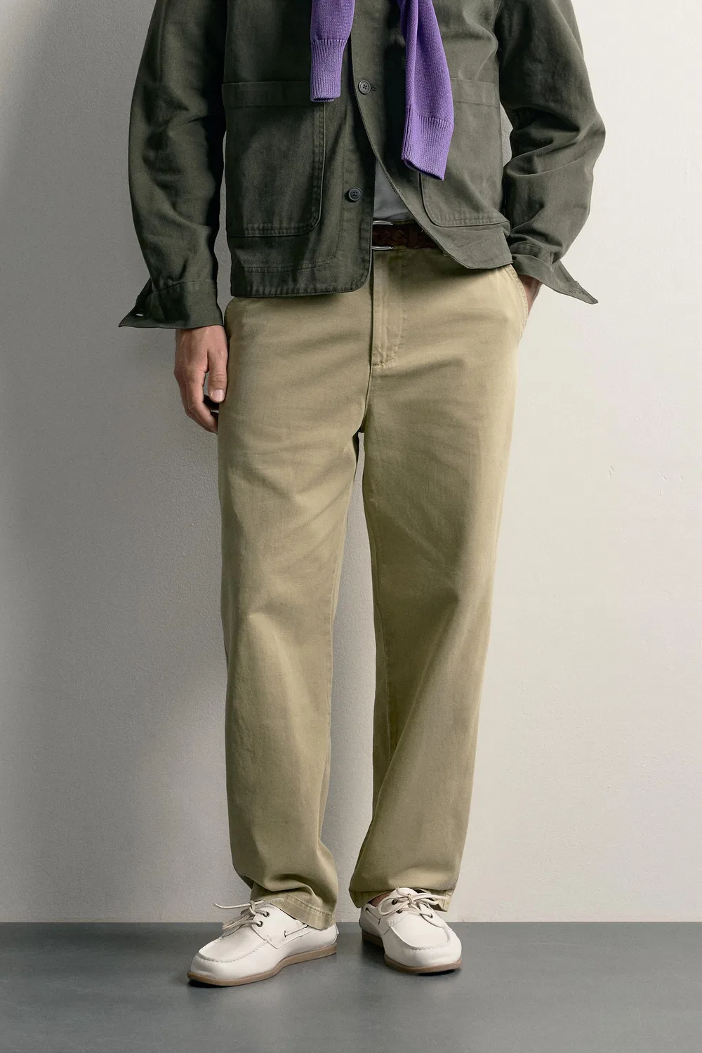 Брюки чинос прямого кроя ZARA, Light khaki — фото 2