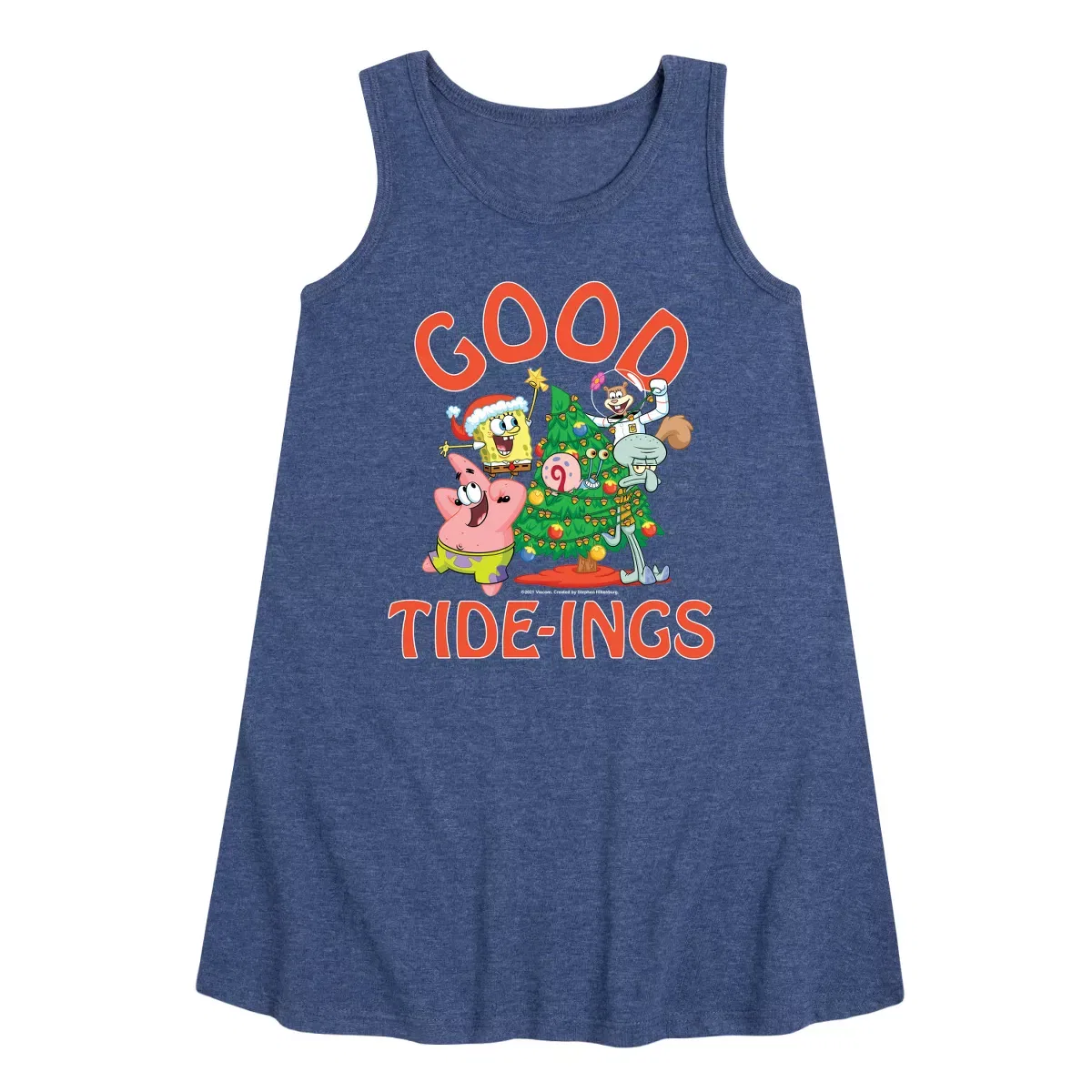 Детское платье-трапеция без рукавов SpongeBob SquarePants Good Tide, Heather Navy