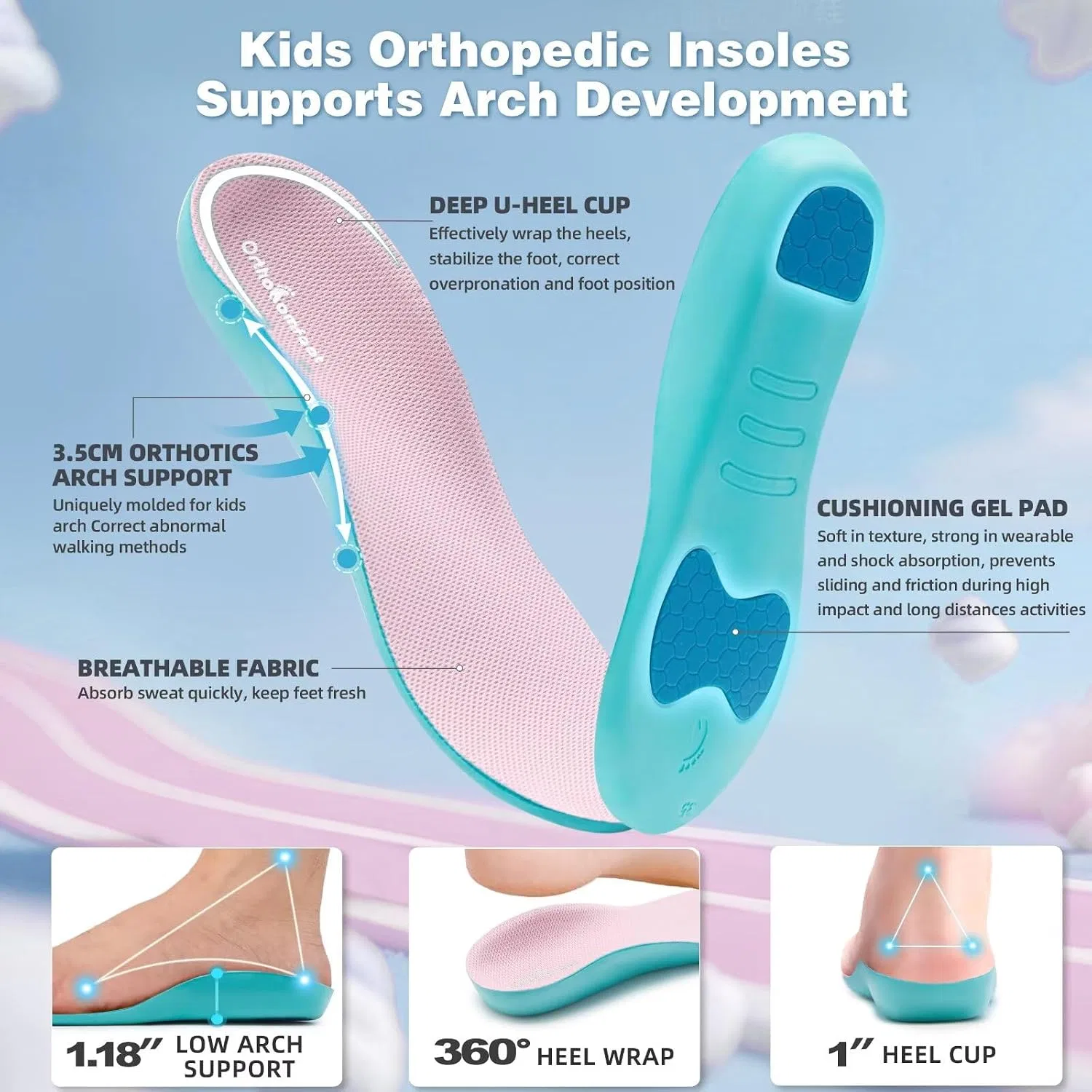 Детские ортопедические кроссовки для девочек OrthoComfoot, Purple — фото 3