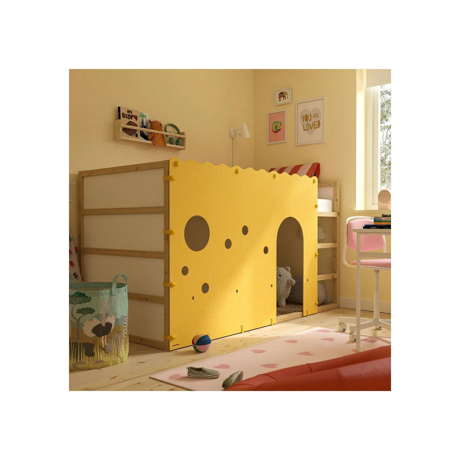IKEA Kura Детские шторы для кровати, желто-серые, 168 x 117 см — фото 3