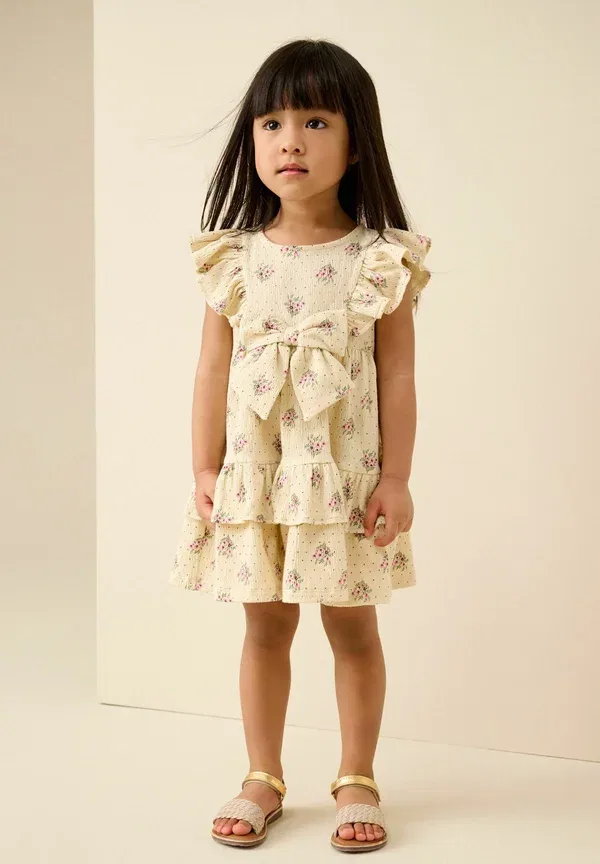 Платье с цветочным принтом Regular fit - sleeveless frill bow detail summer dress - day dress Next, Ecru, экрю — фото 2