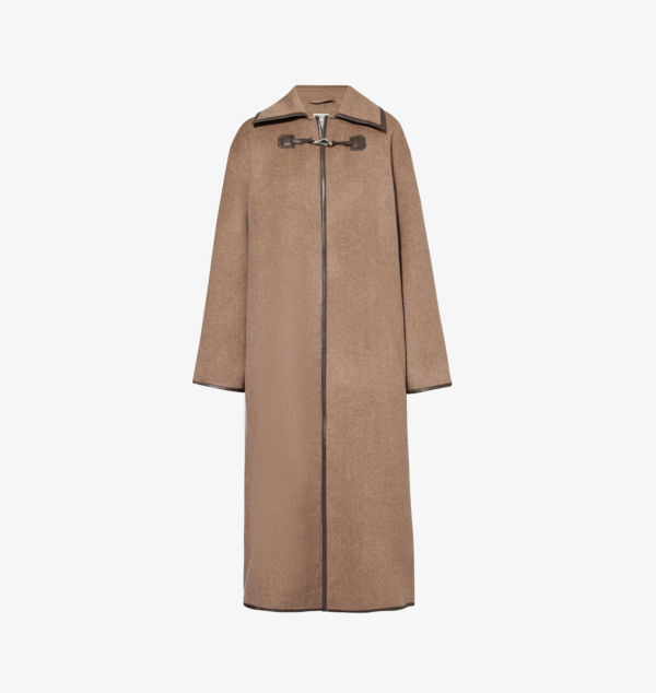 

Шерстяное пальто с кожаной отделкой Double-Clasp Toteme, цвет oak melange