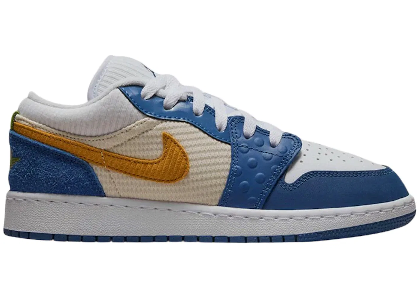 Детские кроссовки Lifestyle с принтом Jordan 1 Low SE Messy Room Jordan, French Blue Chutney White Gym Red