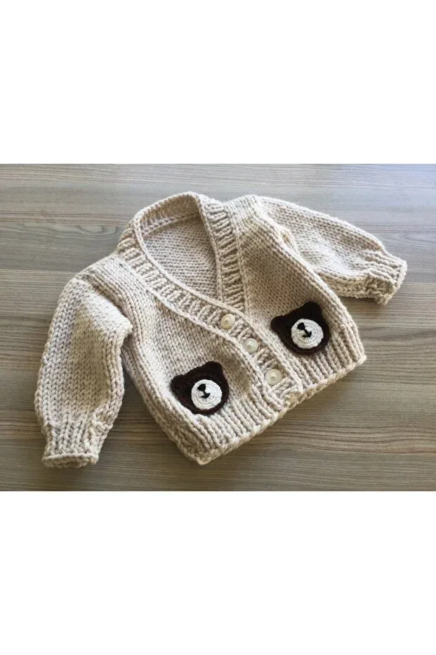 Детский кардиган с V-образным вырезом Handmadee, Beige