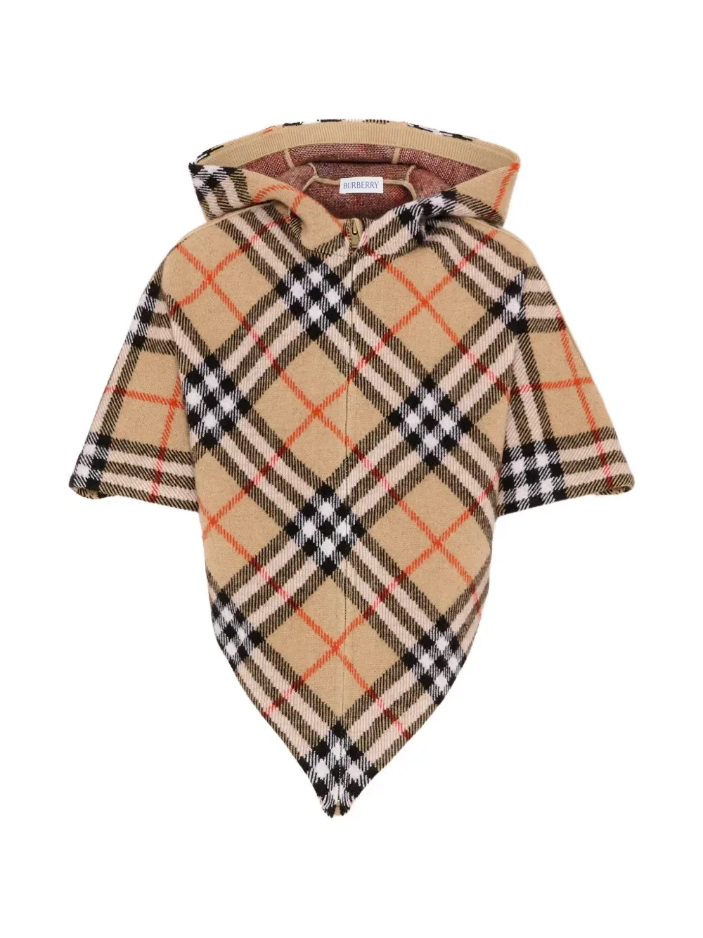 Пончо с капюшоном Burberry Kids, бежевый