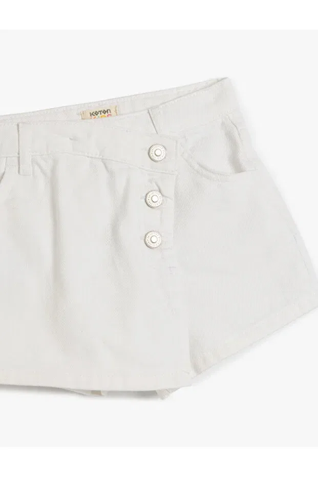 Детские шорты для девочек джинсовые с запахом Koton, White — фото 3