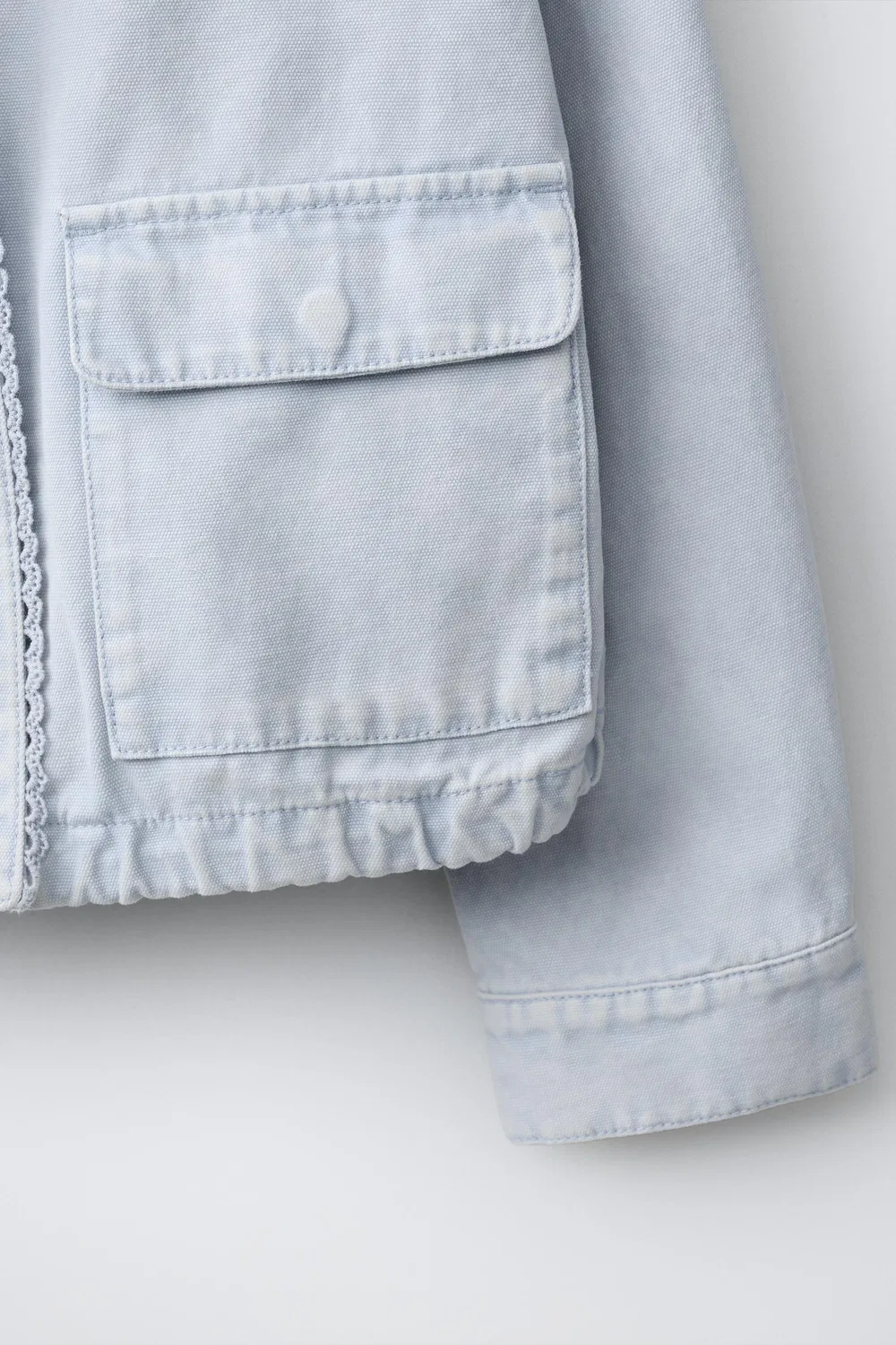 Куртка из парусины с кружевной отделкой ZARA, Light Blue — фото 4