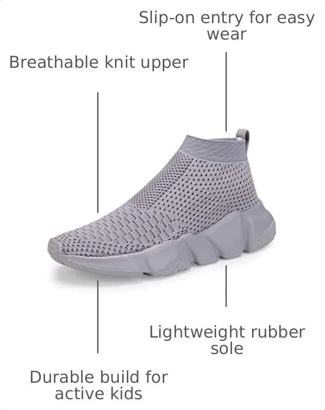 Детские дышащие кроссовки с высоким верхом Casbeam, Grey — фото 3