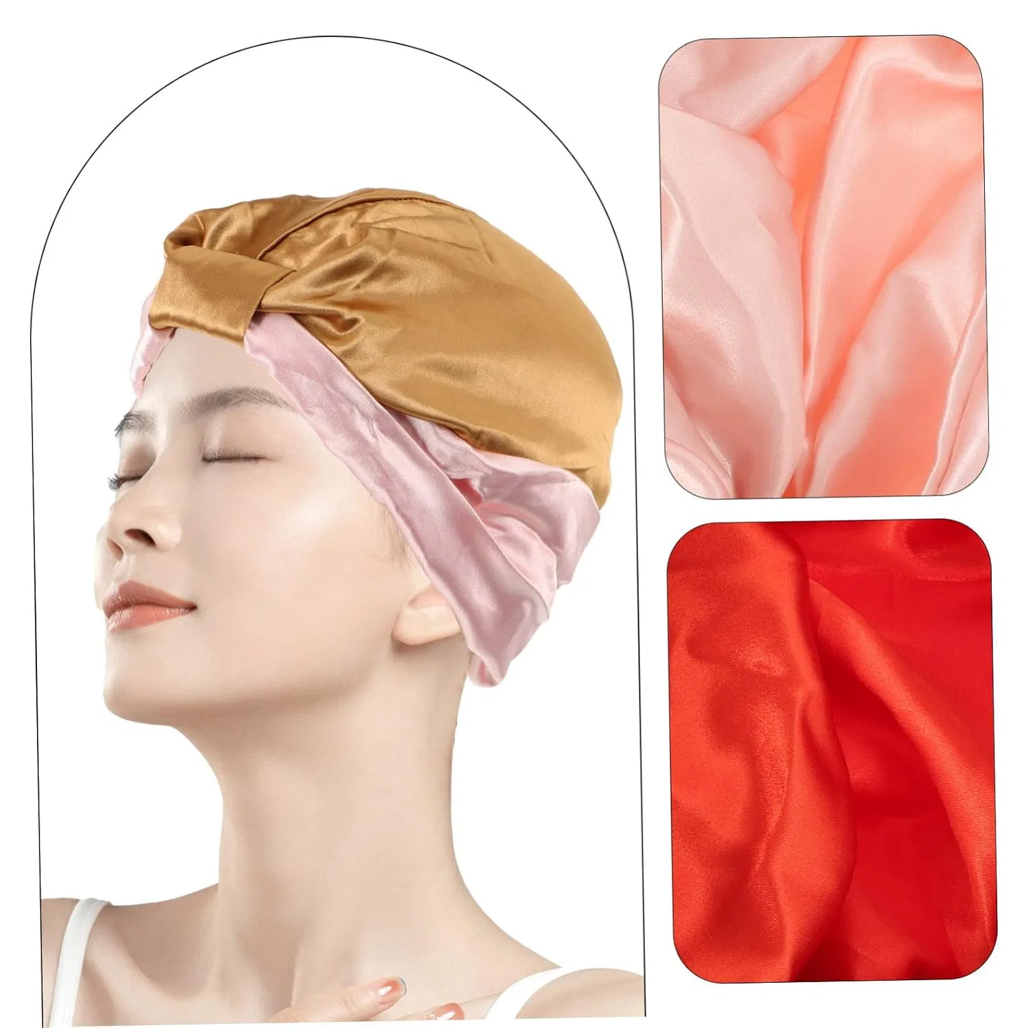 Набор шапочек для душа из сатина, 3 шт, 28x29 см, GLEAVI, Assorted colours 1 — фото 3