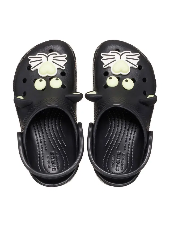 Шлепанцы светящиеся Crocs Glow Black Cat, черный — фото 3